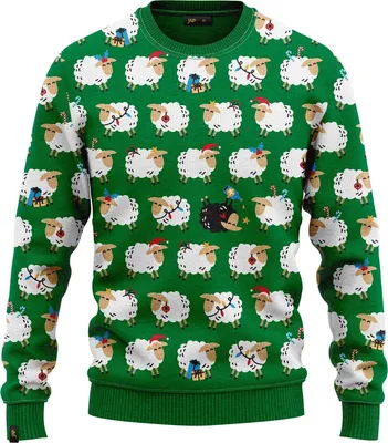 Obrázek produktu pro JAP Christmas Ošklivý vánoční svetr pro děti Černá ovce - 100% recyklovaný - Pro chlapce i dívky - Zelená - Velikost 110/116