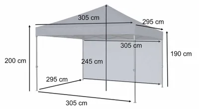 Obrázek produktu pro Zahradní pavilon LUARO párty stan obchodní rychlorozkládací altán 3x3 m 3 stěny