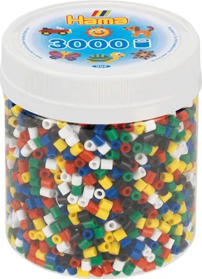 Image de Perles à repasser Hama Midi en pot - Mélange primaire (66), 3000 pièces.