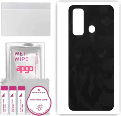 Produktbild von apgo Rückseite Schutzfolie, Skin, kompatibel mit Tecno Spark 7, Hinten Displayschutzfolie aus Vinylfolie, kratzfest, einfache Montage - Schwarzes Tarnmuster