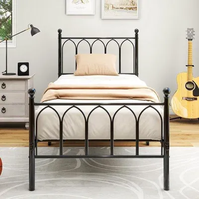 Produktbild von Famanu Metallbett 90 x 200 cm mit Lattenrost - Schwarz