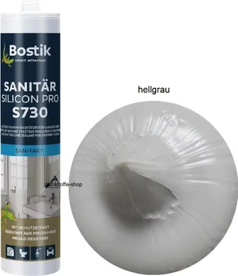 Produktbild von Bostik S730 Sanitär Silicon Pro  300ml Kartusche Silikon Fugen Dichtstoff Hellgrau