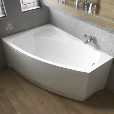 Produktbild von BADLAND Eckbadewanne Badewanne Frida LINKS 140x90 mit Acrylschürze, Füßen und Ablaufgarnitur GRATIS