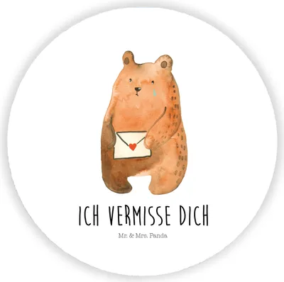 Produktbild von Mr. & Mrs. Panda magnet Bär Vermissen - Weiß - Geschenk, für kühlschrank, Freundin, zettelhalter, fotos, Freund, Kühlschrankmagnet, Reise, pinnwand, Teddy, Liebeskummer
