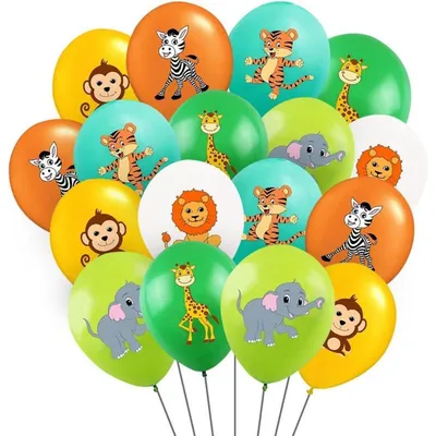 Productafbeelding van Ballonnen, jungle, safari, 30 stuks, 12 inch, latex, dierenprint