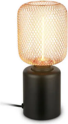 Zdjęcie produktu dla Lampa stołowa E27 lampa nocna przełącznik kabel siatka 25cm różowe złoto