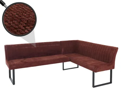 Obrázok produktu pre Rohová lavica HWC-O82, jedálenská lavica, Öko-Tex (310 g/m²) ženilková látka/textil s kovovými prvkami, 210 x 159 cm ~ červená