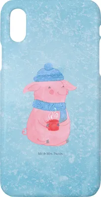 Produktbild von Mr. & Mrs. Panda Iphone 10 Handyhülle Schweinchen Glühwein - Eisblau - Geschenk, X, Weihnachtsmarkt, Handy, Spruch, Betrunken, Weihnachten, Cover, Hülle