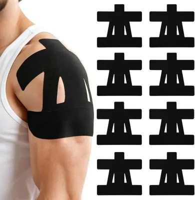 Produktbild von Kinesiotape 8 Stück, 22 x 21 cm, wasserdicht, atmungsaktiv, für Schulter