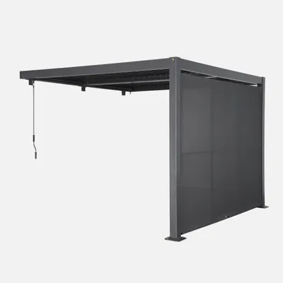 Immagine prodotto di Pergola bioclimatica in alluminio addossata 3x3m + tenda 3m , Antracite