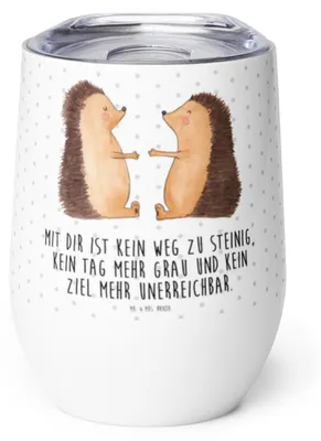 Produktbild von Mr. & Mrs. Panda Thermo Becher Igel Liebe - Weiß - Geschenk, Thermobecher, kaffee tasse, thermosbecher, glühweinbecher, Verheiratet, Freundin, Edelstahlbecher, Hochzeit