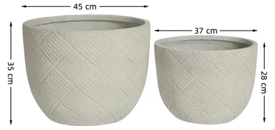 Produktbild von Rundes Beton Pflanzkübel Set - Blumentöpfe 2er Set - Groß für draußen drinnen - Handgefertigt rustikal - Mit Drainagelöchern - Zement