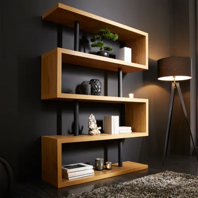 Produktbild von riess-ambiente Design Regal SNAKE 165cm Eichenoptik Bücherregal mit fünf Böden Bücherregal Dekoregal