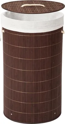 Produktbild von Wäschekorb aus Bambus - Zusammenklappbar und Geflochten - 58/72 Liter - Dunkelbraun - 60 * 35cm