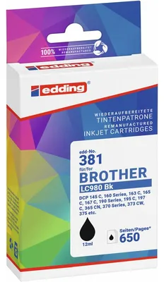 Obrázok produktu pre Edding EDD-381, Čierna, 14 ml, 1 kusov, Balenie po jednom kuse