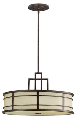 Image de Suspension Fusion marron-écru, 3xE27x60W, métal, dimensions : 32x53x53 cm, IP20, Feiss