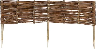 Produktbild von Beeteinfassung aus Weide | Länge: 120cm Höhe: 20cm | Weidenzaun in 16 Größen Rasenkante Beetbegrenzung Steckzaun imprägniert mit Buchepflöcken für leichtes Einsetzen Palisade