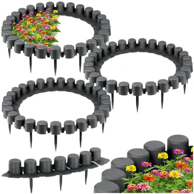 Produktbild von Vilde | Rasenkante - 12er Set - Witterungsbeständig - Kunststoff - Gartenpalisade Grau