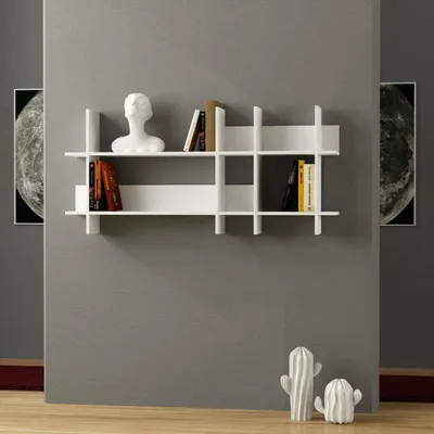 Image de Selvaggia - Étagère, 150x22x70h cm Blanc, 4 Étagères