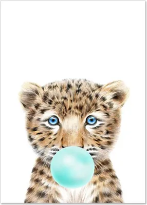 Produktbild von TPFLiving Kunstdruck LW-1319 (OHNE RAHMEN) Poster - Leinwand - Wandbild - Hochauflösender Giclée-Druck, langlebig und hochwertig - Tiere mit Luftballon, Tiger, Löwe, Gepard, Zebra, Giraffe, Elefant -  - Größe: 15x20cm