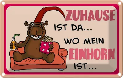Produktbild von vianmo Blechschild 20x30 cm Zuhause ist da wo mein EinhornShild Spruch Zitat