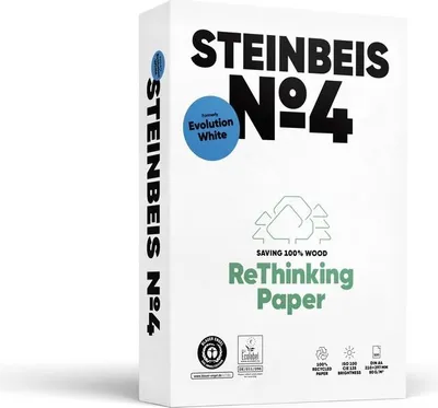 Produktbild von Steinbeis No 4 - Evolution White 80g/m² DIN-A4 2500 Blatt 100 % Recycelt weiß
