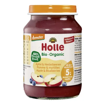 Produktbild von APFEL – HEIDELBEERE OHNE ZUCKERZUSATZ GLUTENFREI AB DEM 5. MONAT DEMETER  190 g (GLAS) – HOLLE
