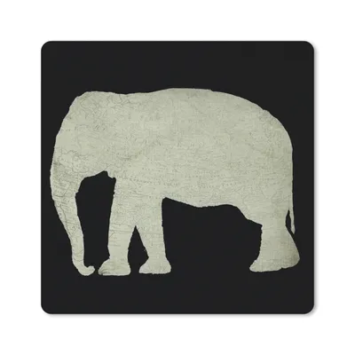 Produktbild von MuchoWow® Mauspad Mousepad Elefant - Karte - Vintage 20x20 cm - Mousepads - Maus Mat - Pad - Mausunterlage - Desk Mat - Bureauartikeln