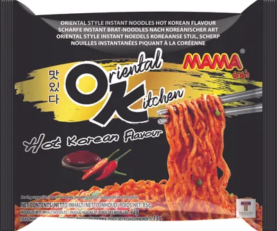 Produktbild von MAMA OK Scharfe Instant Brat-Nudeln nach Koreanischer Art 85g | Oriental Kitchen Hot Korean Flavour