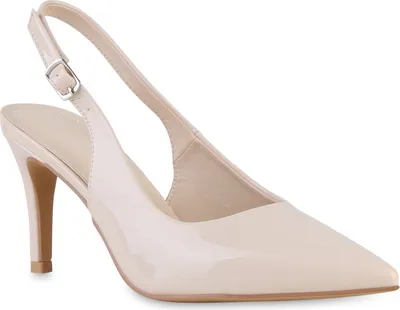 Produktbild von VAN HILL Damen Slingpumps Pumps Klassische Elegante Absatz-Schuhe 841387, Farbe: Beige, Größe: 37