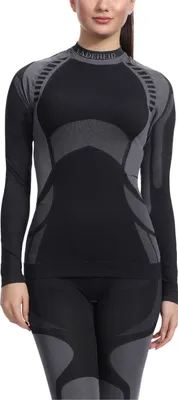 Image de Ladeheid - Sous-vêtement technique pour femme, t-shirt à manches longues Thermoaktiv (noir/gris, XL)