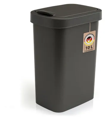 Produktbild von Mülleimer 10l mit Deckel, Schwingdeckel Abfalleimer in Schwarz