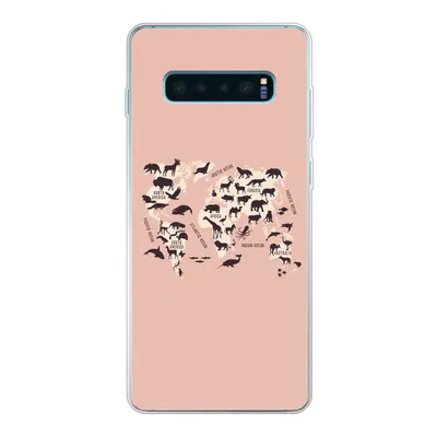 Produktbild von MuchoWow® Handyhülle Schutzhülle Hülle für Samsung Galaxy S10 Plus Weltkarte - Tiere - Scherenschnitt Silikon Softcase Handy Hülle - Schutzhülle