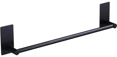 Image de Porte-serviettes adhésif en acier inoxydable brossé, noir, 40 cm, pour salle de bain ou cuisine, fixation murale