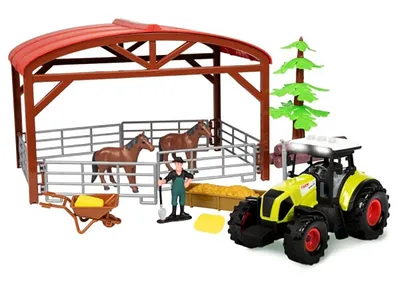 Produktbild von PFERDESTALL Spielset 14-teilig Pferde Traktor mit Licht und Ton Zubehör Reiterhof Ranch Spielset Bauernhof Farm Spielzeug 86