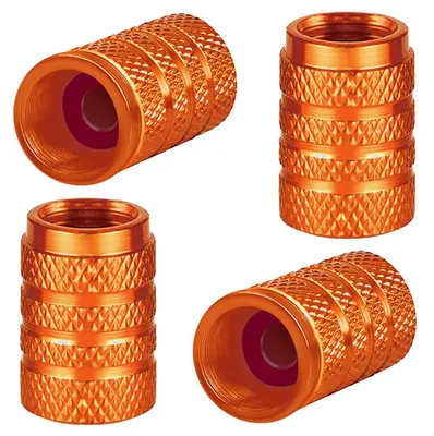 Obrázok produktu pre Krytky ventilov pneumatík, hliník, oranžová farba, 4 kusy