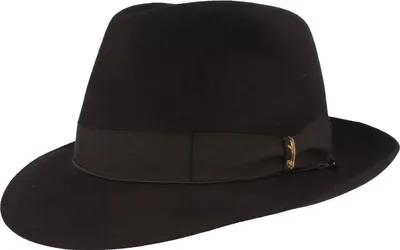 Borsalino edler Fedora Haarfilzhut mit mittelbreiter Krempe in schwarz