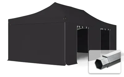 Produktbild von TOOLPORT 4x8m Aluminium Faltpavillon, inkl. 4 Seitenteile, schwarz