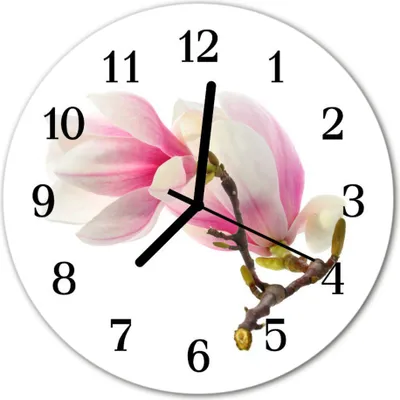 Produktbild von Glasuhr Wanduhr Küchenuhr Echt-Glas 30fi cm Magnolie Blüte rosa