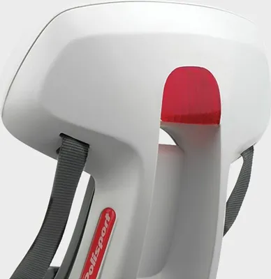 A close-up view of the rear of a child bicycle seat.