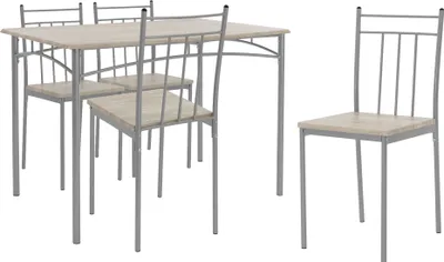 Produktbild von ML-Design 5-teilig Essgruppe, Esstisch mit 4 Stühlen, Eiche hell, Holz, Esszimmerstühle mit Metallbeinen