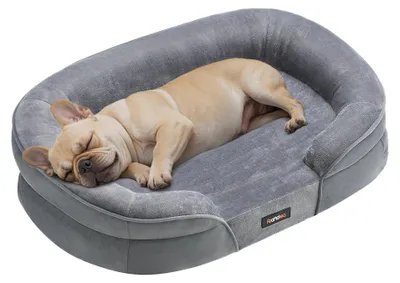 Productafbeelding van Feandrea hondenbed, orthopedisch, voor middelgrote honden, 76 x 51 x 18 cm – lichtgrijs, maat L (76 x 51 x 18 cm)