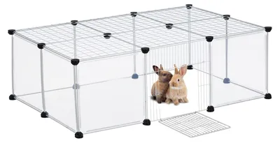 Produktbild von Kaninchenkäfig Kleintierkäfig Nagerkäfig - 37 x 110 x 75 cm - Modular - Mit Dach und Tür - Für Innen und Außen