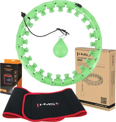 Produktbild von Set Hula Hoop Hhw01 Grün Mit Gewicht Hms + Taille Stütze Br163 Rot