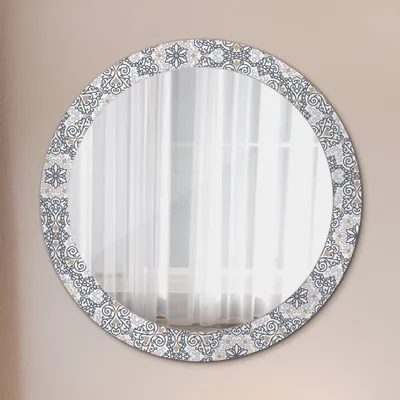 Produktbild von Wohnzimmer Spiegel - Badezimmerspiegel Wandspiegel zum Schlafzimmer – Schminkspiegel - Geometrisch Ornamente - Runder: Ø80cm