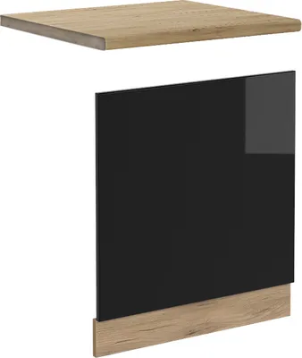 Produktbild von Frontblende Vicco R-Line Schwarz Hochglanz 60 cm , AP Eiche, Model 46478