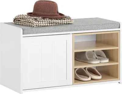 Productafbeelding van SoBuy schoenenbank met opbergruimte, geschikt voor schoenen, garderobe, bank, hal, slaapbank. Schoenenkist, zitbank. Afmetingen (b x h x d): ongeveer 80 x 45 x 35 cm