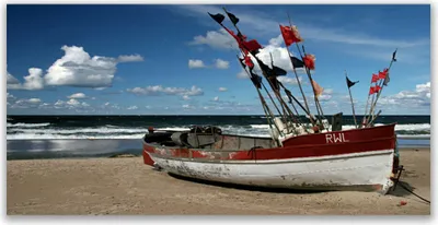 Produktbild von Tulup Leinwand-Bilder 140x70 Wandbild Canvas Kunstdruck Meer Strand Boot Landschaft