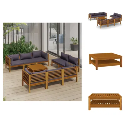 Produktbild von vidaXL 9-tlg. Garten-Lounge-Set mit Kissen Massivholz Akazie -  Gartenmöbel-Sets