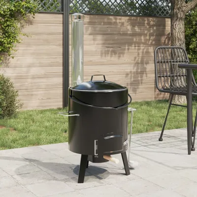 Immagine prodotto di Vidaxl Goulash Canon con camino e coperchio in acciaio smaltato nero